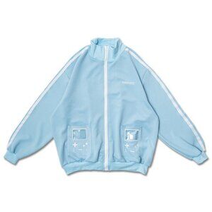 NEW ACDC RAG - Game Over Pastel Blue Jersey Oversized Jacket